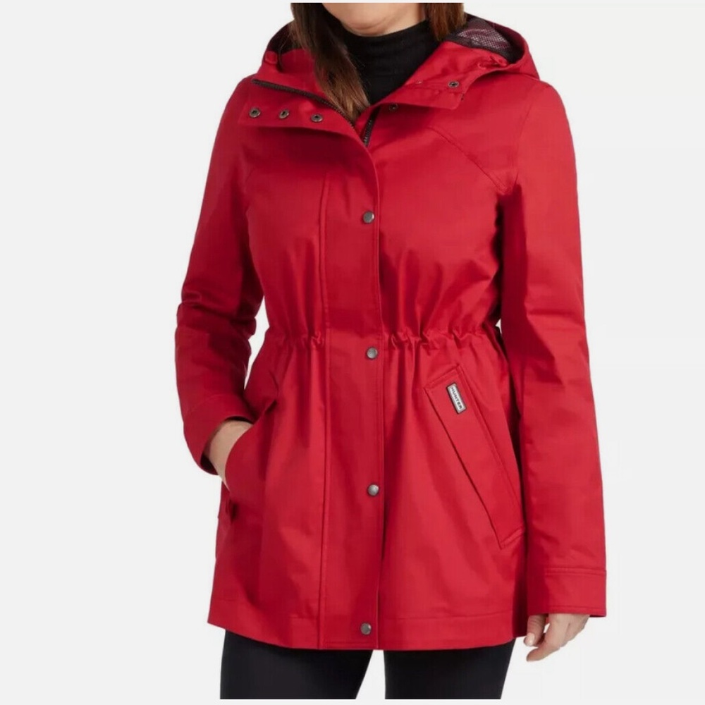 NWT! Hunter Ladies' Water Resistant Cotton Smock Rain Jacket Red